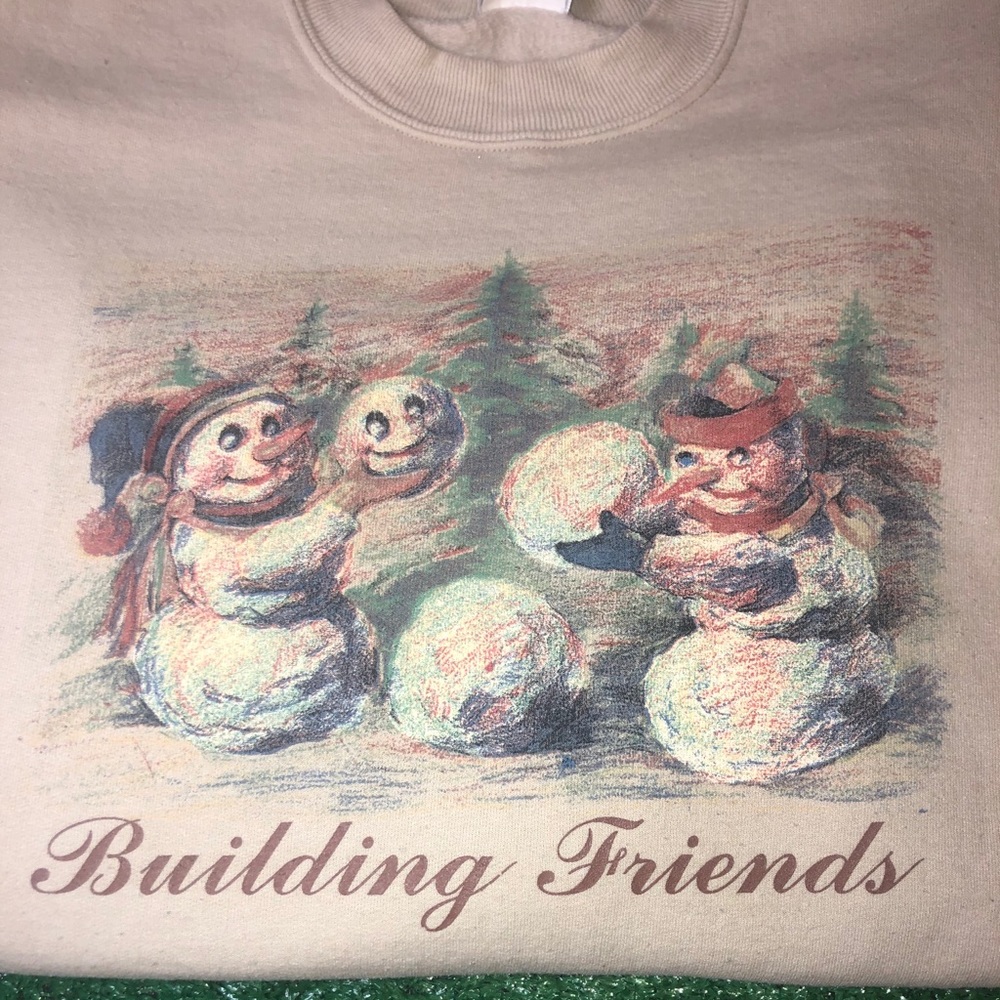 Snowman Winter Themed Pullover Sweatshirt Size L